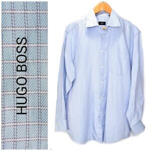 HUGO BOSS Blue Check Button Down Shirt 17 34/35
